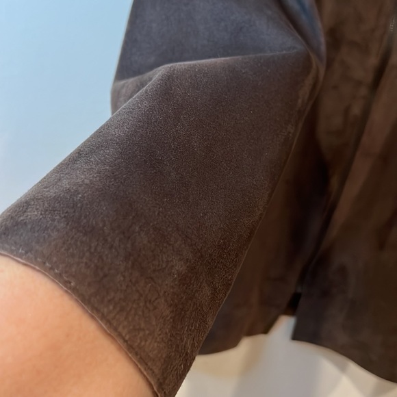 Mens B.Giotti  Chocolate Suede with leather trim Zip Front Jacket - Picture 8 of 9